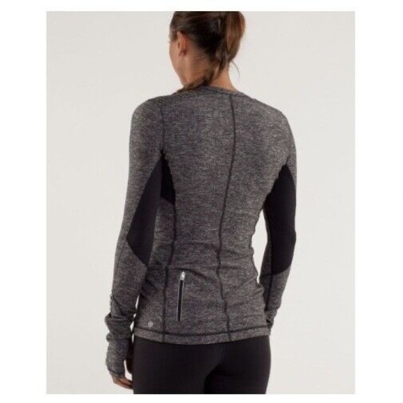 EUC LULULEMON Star Runner Rulu LS Top Size 6 Pleated Shoulder Black Heathered - Picture 2 of 6